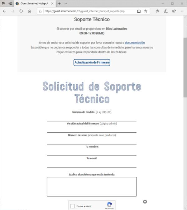 Soporte Guest Internet en español